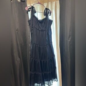 Lulu's Navy Tiered Midi Dress - Size Large